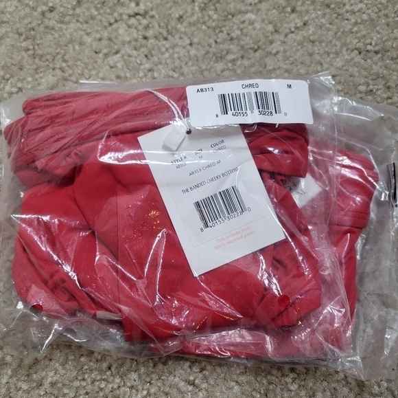 💚HP💚NWT Andie Swim The Banded Cheeky Bikini Bottom in Cherry Red 🍒 - Picture 6 of 7